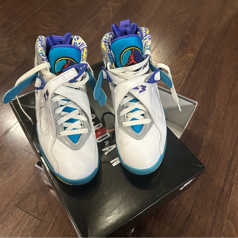 Jordan Sneakers - White with Blue and Purple Accents